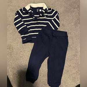 Ralph Lauren 18 months navy and cream striped pullover sweater with pant set